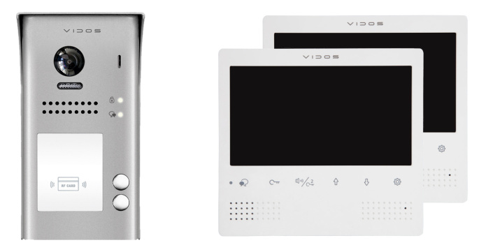 WIDEODOMOFON DWURODZINNY Z SZYFRATOREM VIDOS S1102A MONITOR 7'' M1023W BIAŁY